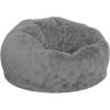 Flash Furniture Duncan Oversized Bean Bag Chair for Kids and Adults, Foam-Filled Beanbag Chair with Machine Washable Cover, Light Pink Polka Dot(Gray Furry)