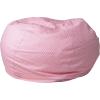 Flash Furniture Duncan Oversized Bean Bag Chair for Kids and Adults, Foam-Filled Beanbag Chair with Machine Washable Cover, Light Pink Polka Dot(Light Pink Dot)