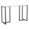 Martha Stewart Eli Home Office Desk with Glass Top and Steel Frame, Polished Brass(Clear Top/Oil Rubbed Bronze Frame)