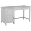 Martha Stewart Hutton Shaker Style Home Office Desk with Storage in White with Polished Brass Hardware(Gray/Brushed Nickel)