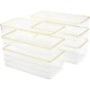 Martha Stewart Kerry Plastic Stackable Office Desk Drawer Organizers, 6″ x 3″, 6 Pack, with Gold Trim(6″ x 3″)