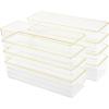 Martha Stewart Kerry Plastic Stackable Office Desk Drawer Organizers, 6″ x 3″, 6 Pack, with Gold Trim(9″ x 3″)