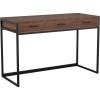 Martha Stewart Ollie Home Office Desk with 3 Drawers in Walnut Wood Grain with Polished Brass Hardware(Walnut Top/Oil Rubbed Bronze Frame)