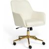 Martha Stewart Rayna Swivel Task Chair with Flared Arms for Home Office in White Boucle with Oil Rubbed Bronze Frame(Off White Fabric/Polished Brass Frame)