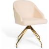 Martha Stewart Sora Stationary Swivel Task Chair with Sloped Arms for Home Office in Sage Faux Leather with Polished Brass Frame(Conch Shell Fabric/Polished Brass Frame)