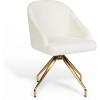 Martha Stewart Sora Stationary Swivel Task Chair with Sloped Arms for Home Office in Sage Faux Leather with Polished Brass Frame(Off White Boucle/Polished Brass Frame)