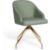 Martha Stewart Sora Stationary Swivel Task Chair with Sloped Arms for Home Office in Sage Faux Leather with Polished Brass Frame(Sage Faux Leather/Polished Brass Frame)