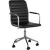 Martha Stewart Taytum Swivel Task Chair with Armrests for Home Office in White Faux Leather with Polished Brass Frame(Black Faux Leather/Polished Nickel)