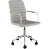 Martha Stewart Taytum Swivel Task Chair with Armrests for Home Office in White Faux Leather with Polished Brass Frame(Gray Faux Leather/Polished Nickel Frame)