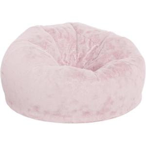 Flash Furniture Duncan Oversized Bean Bag Chair for Kids and Adults, Foam-Filled Beanbag Chair with Machine Washable Cover, Light Pink Polka Dot(Blush Furry)