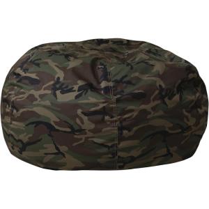 Flash Furniture Duncan Oversized Bean Bag Chair for Kids and Adults, Foam-Filled Beanbag Chair with Machine Washable Cover, Light Pink Polka Dot(Camouflage)