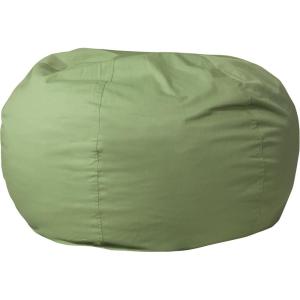 Flash Furniture Duncan Oversized Bean Bag Chair for Kids and Adults, Foam-Filled Beanbag Chair with Machine Washable Cover, Light Pink Polka Dot(Green)