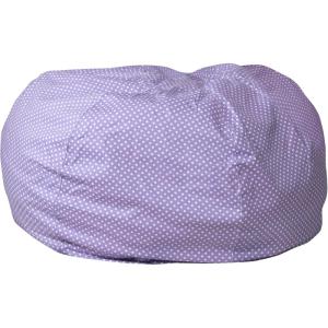 Flash Furniture Duncan Oversized Bean Bag Chair for Kids and Adults, Foam-Filled Beanbag Chair with Machine Washable Cover, Light Pink Polka Dot(Lavender Dot)