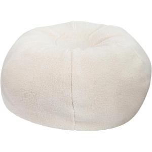 Flash Furniture Duncan Oversized Bean Bag Chair for Kids and Adults, Foam-Filled Beanbag Chair with Machine Washable Cover, Light Pink Polka Dot(Natural Sherpa)