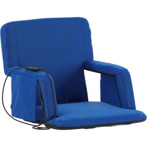 Flash Furniture Malta Heated Stadium Seat with Back Support, 6 Recline Positions, Portable Chair with Backpack Straps, USB Battery Pack Not Included, Black(Blue)