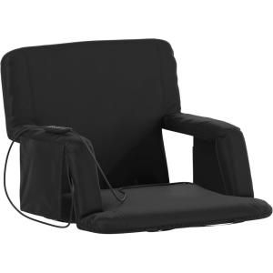 Flash Furniture Malta Heated Stadium Seat with Back Support, 6 Recline Positions, Portable Chair with Backpack Straps, USB Battery Pack Not Included, Black(Black)