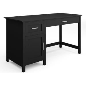 Martha Stewart Hutton Shaker Style Home Office Desk with Storage in White with Polished Brass Hardware(Black Frame/Brushed Nickel Hardware)