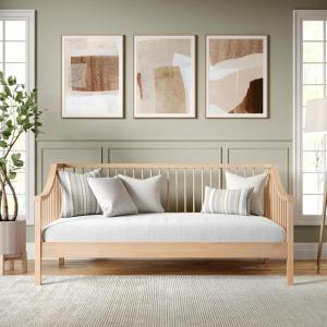 Martha Stewart Neely Platform Daybed with Wood Spindles, Solid Wood Frame, No Box Spring Needed, Twin Size, Light Beech(Light Beech)