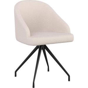 Martha Stewart Sora Stationary Swivel Task Chair with Sloped Arms for Home Office in Sage Faux Leather with Polished Brass Frame(White Boucle/Oil Rubbed Bronze)