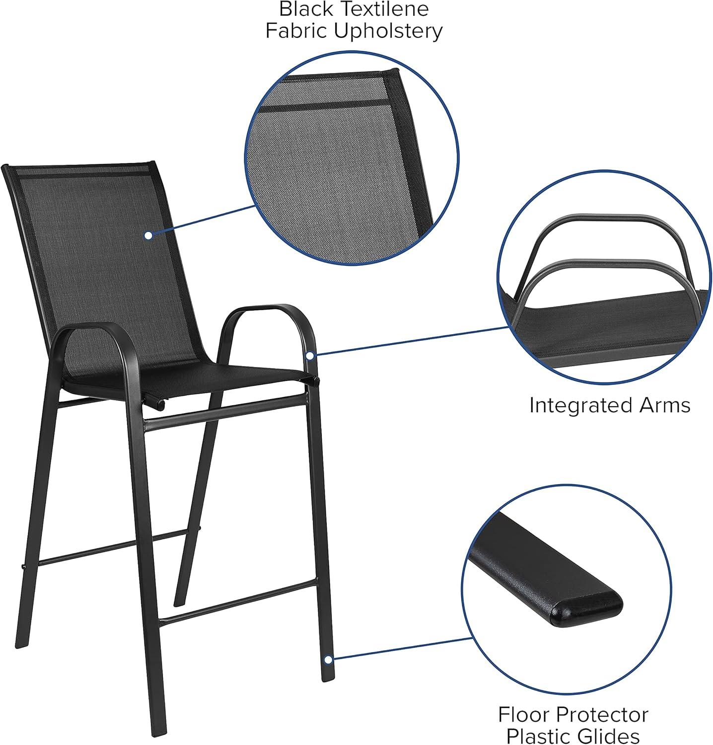 imageFlash Furniture 2 Pack Brazos Series Brown Outdoor Barstool with Flex Comfort Material and Metal FrameBlack