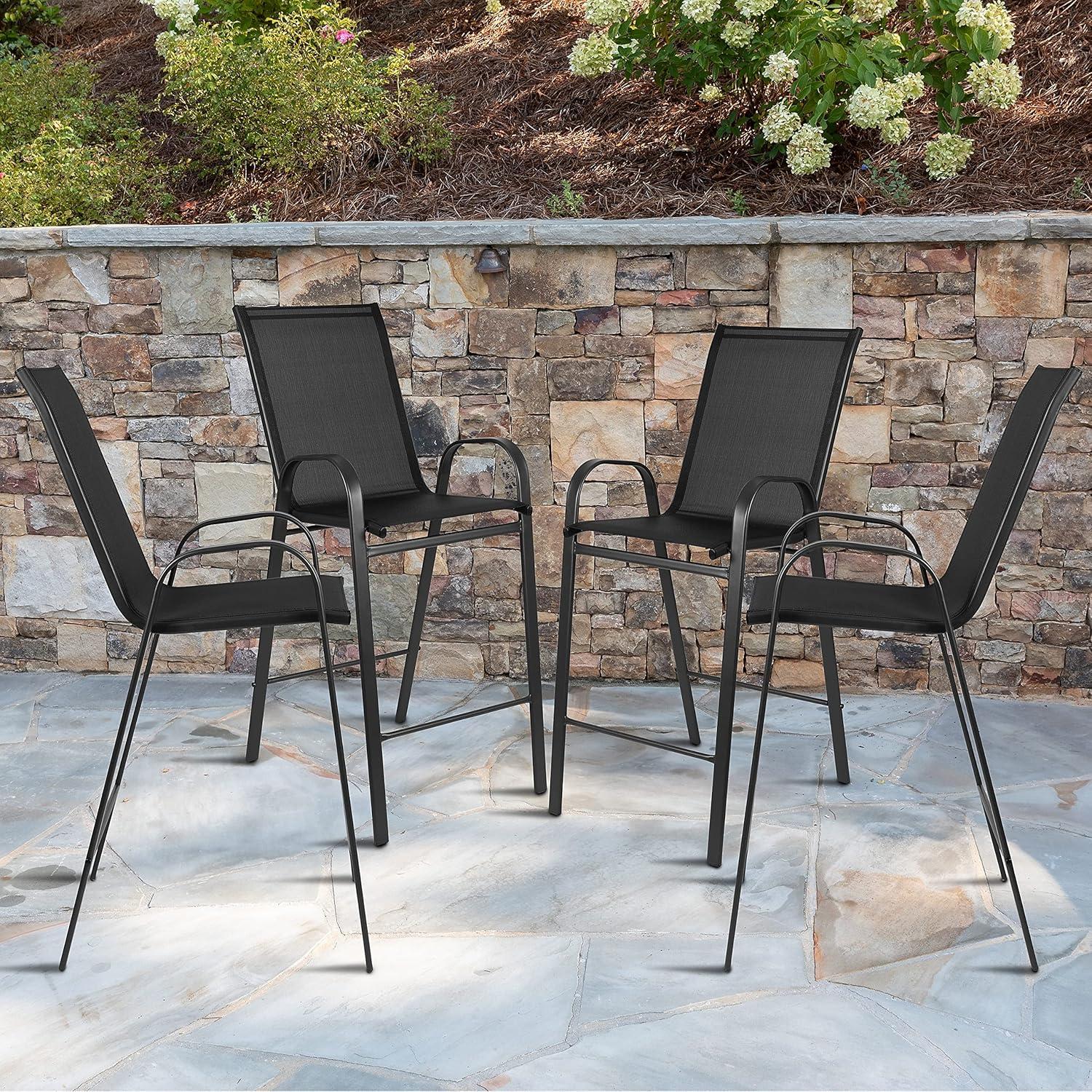 imageFlash Furniture 2 Pack Brazos Series Brown Outdoor Barstool with Flex Comfort Material and Metal FrameBlack