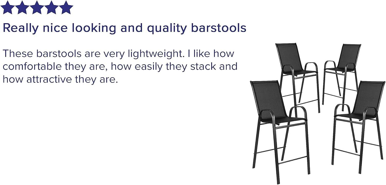 imageFlash Furniture 2 Pack Brazos Series Brown Outdoor Barstool with Flex Comfort Material and Metal FrameBlack