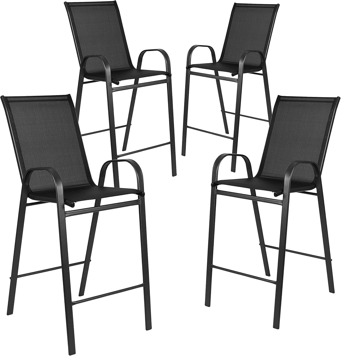 imageFlash Furniture 2 Pack Brazos Series Brown Outdoor Barstool with Flex Comfort Material and Metal FrameBlack