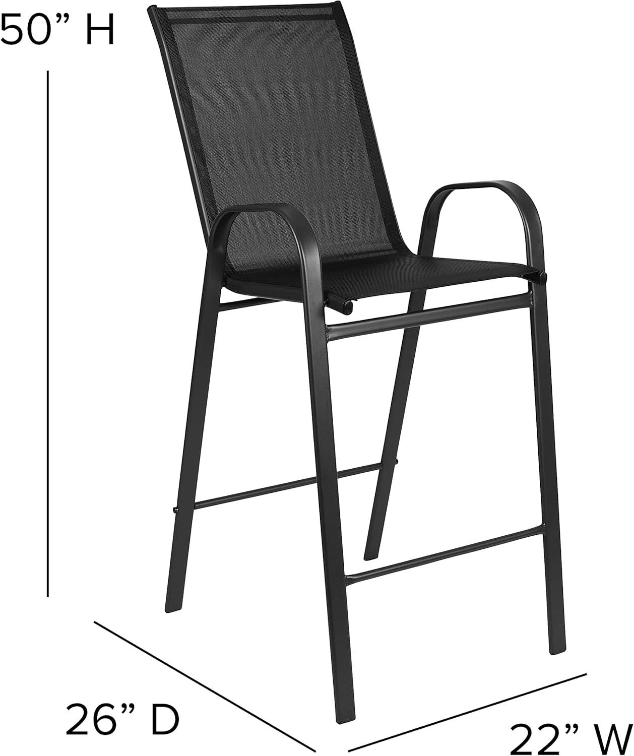 imageFlash Furniture 2 Pack Brazos Series Brown Outdoor Barstool with Flex Comfort Material and Metal FrameBlack