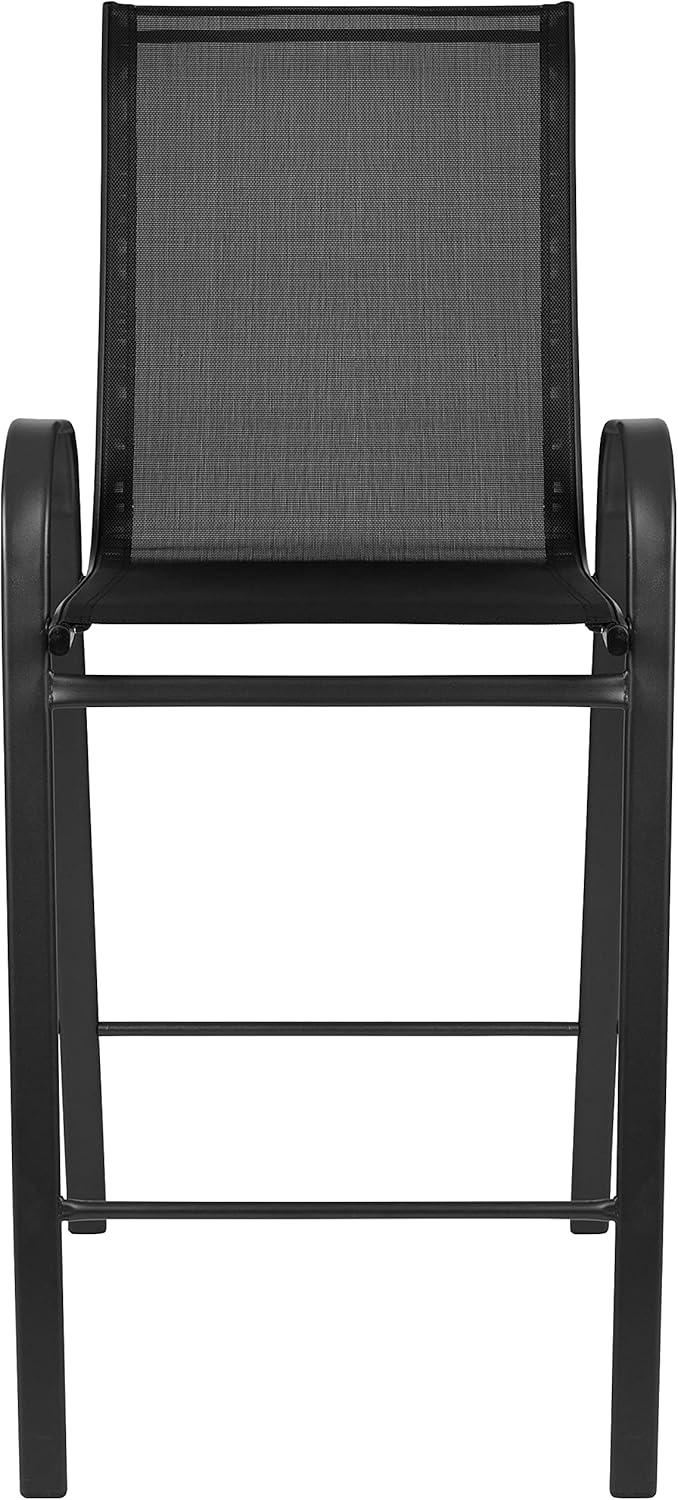 imageFlash Furniture 2 Pack Brazos Series Brown Outdoor Barstool with Flex Comfort Material and Metal FrameBlack