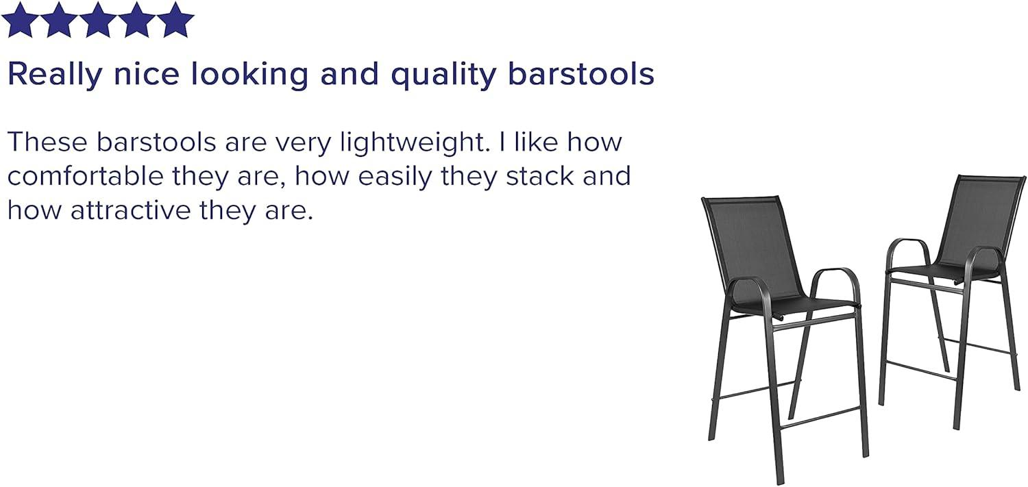 imageFlash Furniture 2 Pack Brazos Series Brown Outdoor Barstool with Flex Comfort Material and Metal FrameBlack