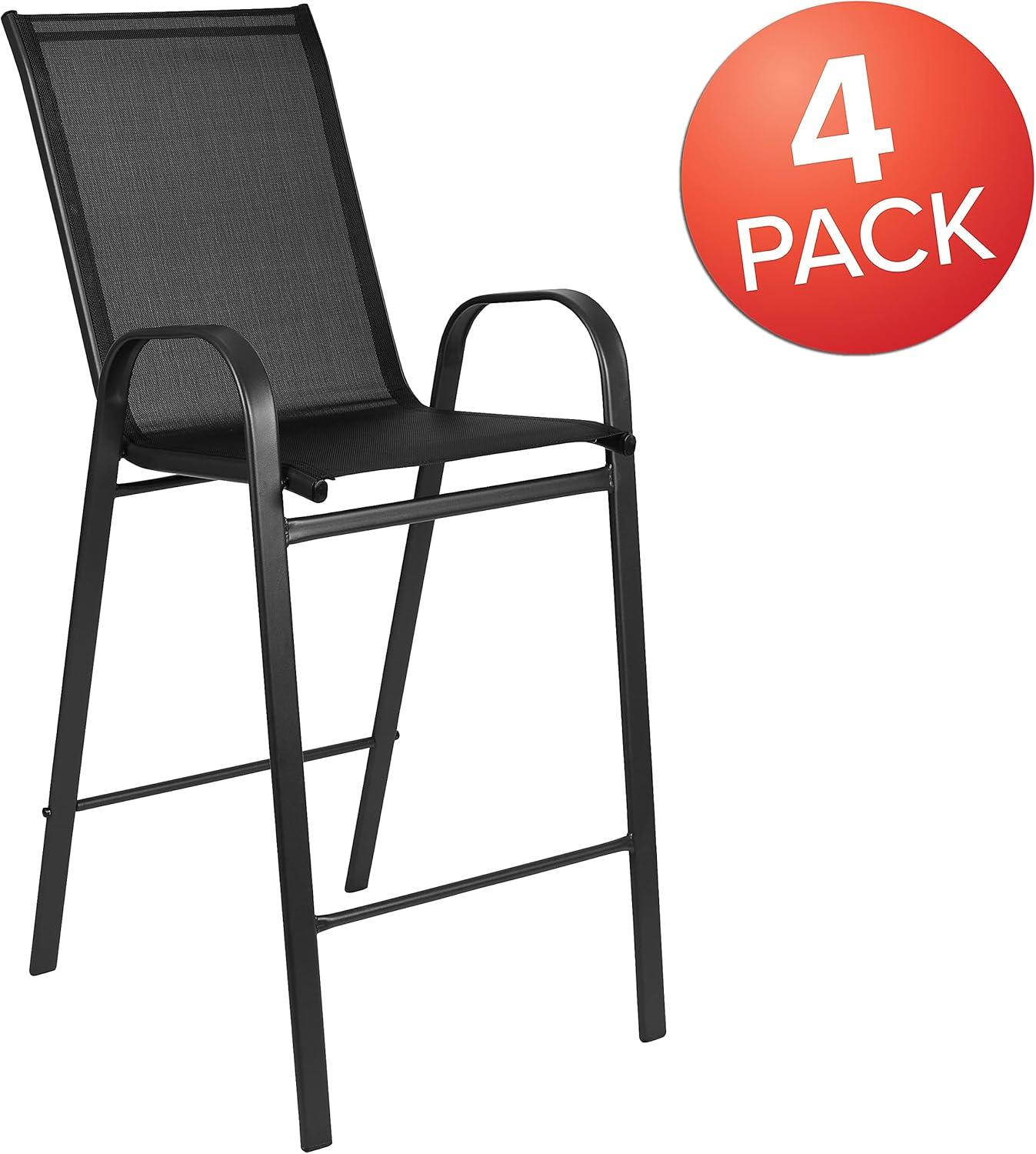 imageFlash Furniture 2 Pack Brazos Series Brown Outdoor Barstool with Flex Comfort Material and Metal FrameBlack