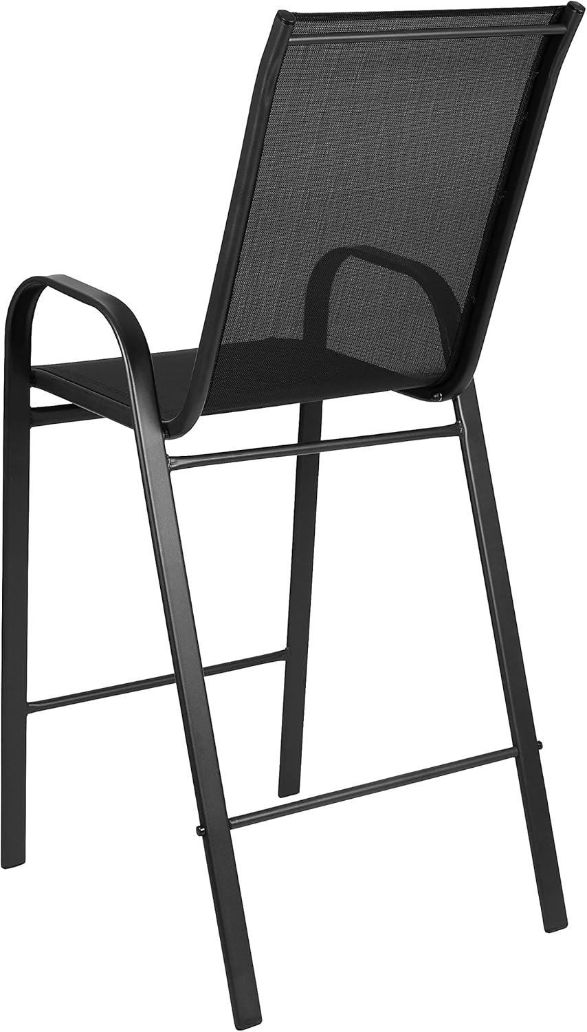 imageFlash Furniture 2 Pack Brazos Series Brown Outdoor Barstool with Flex Comfort Material and Metal FrameBlack