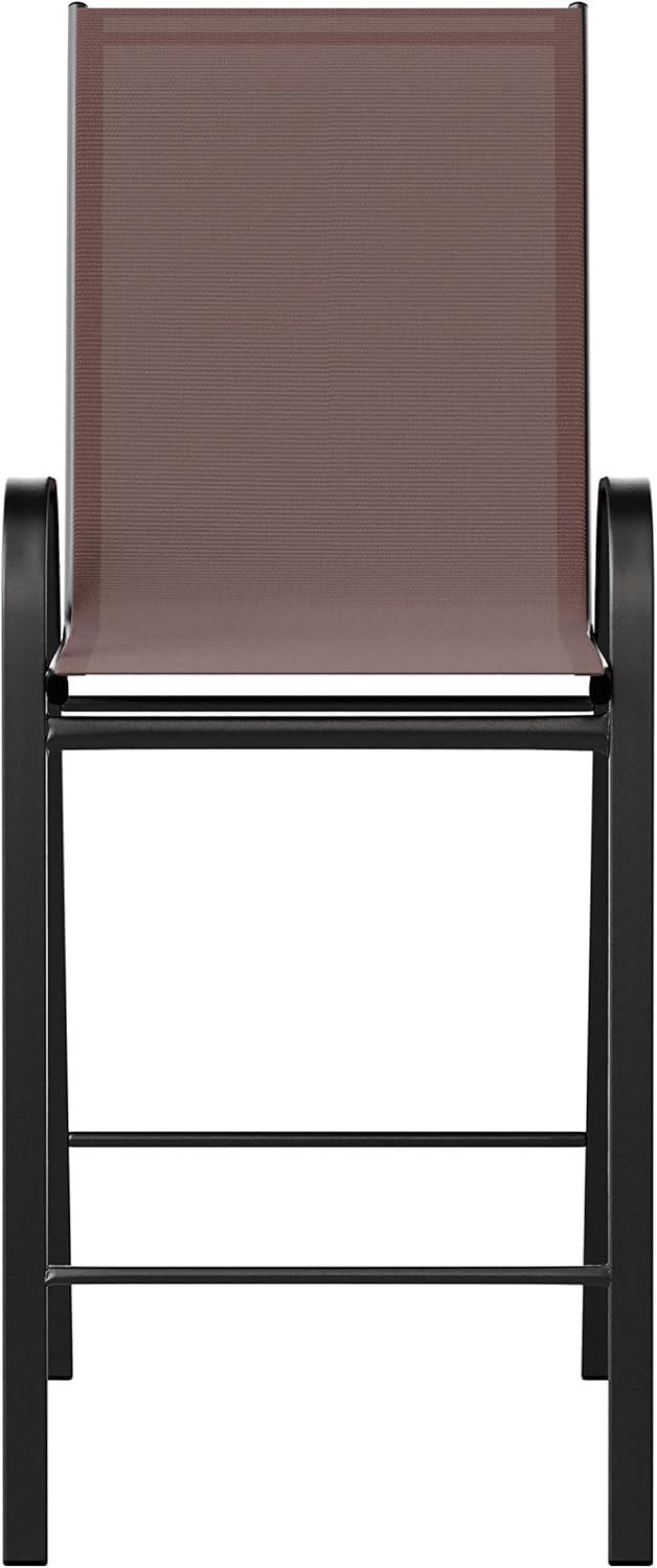 imageFlash Furniture 2 Pack Brazos Series Brown Outdoor Barstool with Flex Comfort Material and Metal FrameBrown