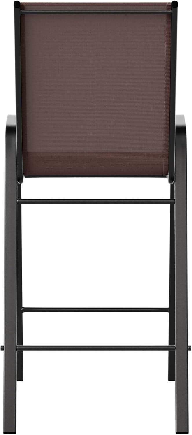imageFlash Furniture 2 Pack Brazos Series Brown Outdoor Barstool with Flex Comfort Material and Metal FrameBrown