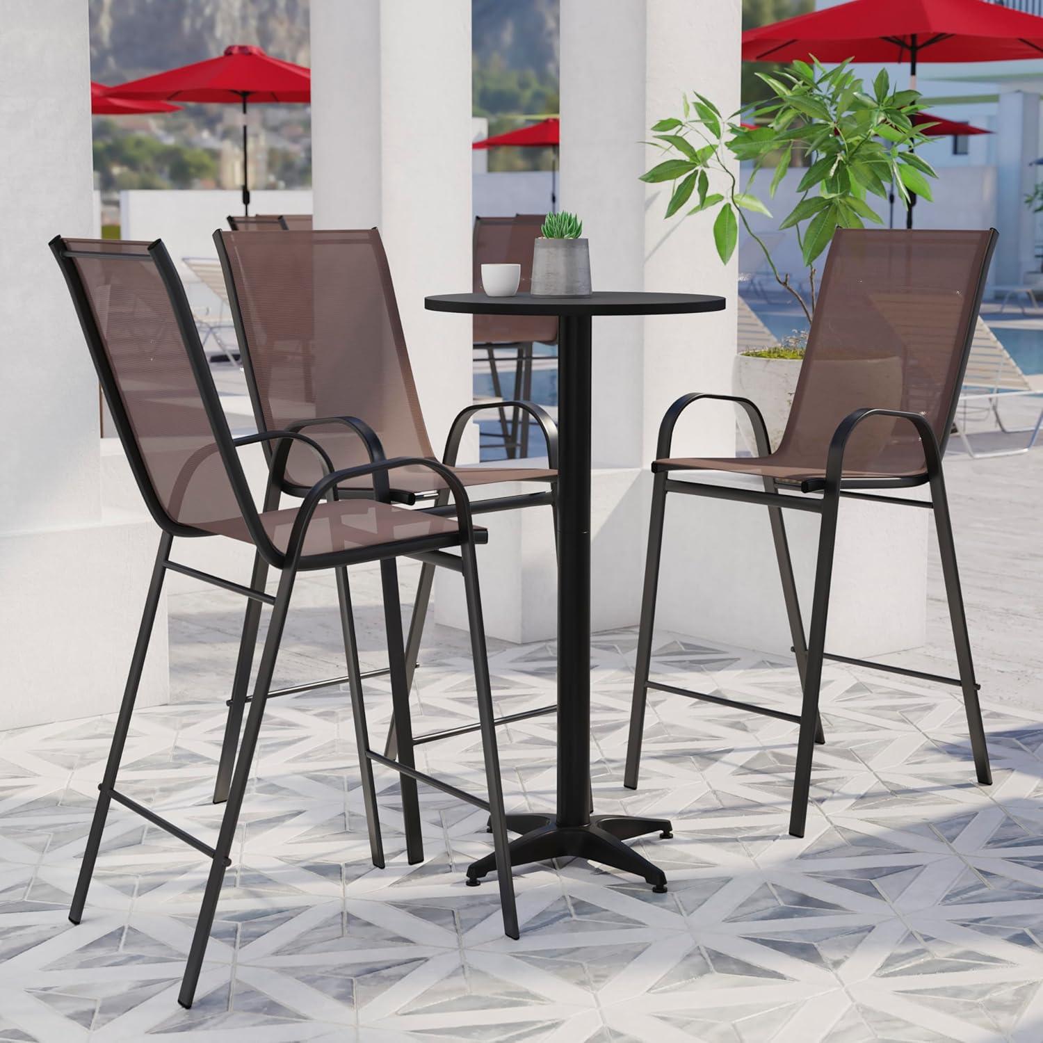 imageFlash Furniture 2 Pack Brazos Series Brown Outdoor Barstool with Flex Comfort Material and Metal FrameBrown