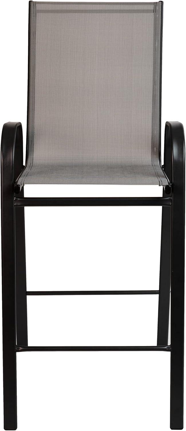 imageFlash Furniture 2 Pack Brazos Series Brown Outdoor Barstool with Flex Comfort Material and Metal FrameGrey