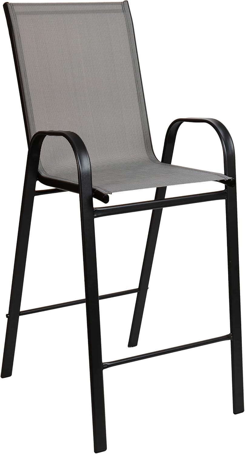 imageFlash Furniture 2 Pack Brazos Series Brown Outdoor Barstool with Flex Comfort Material and Metal FrameGrey