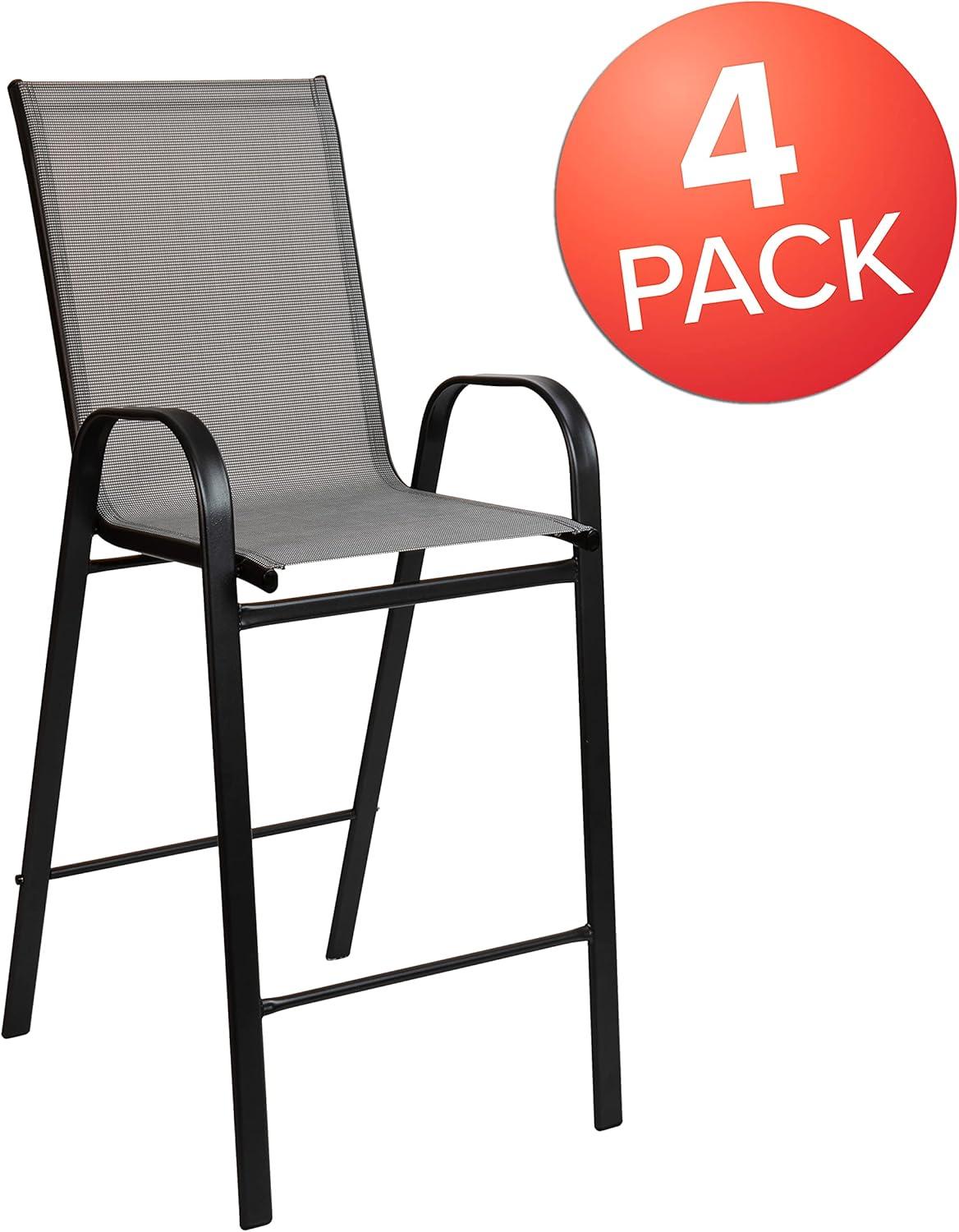 imageFlash Furniture 2 Pack Brazos Series Brown Outdoor Barstool with Flex Comfort Material and Metal FrameGrey