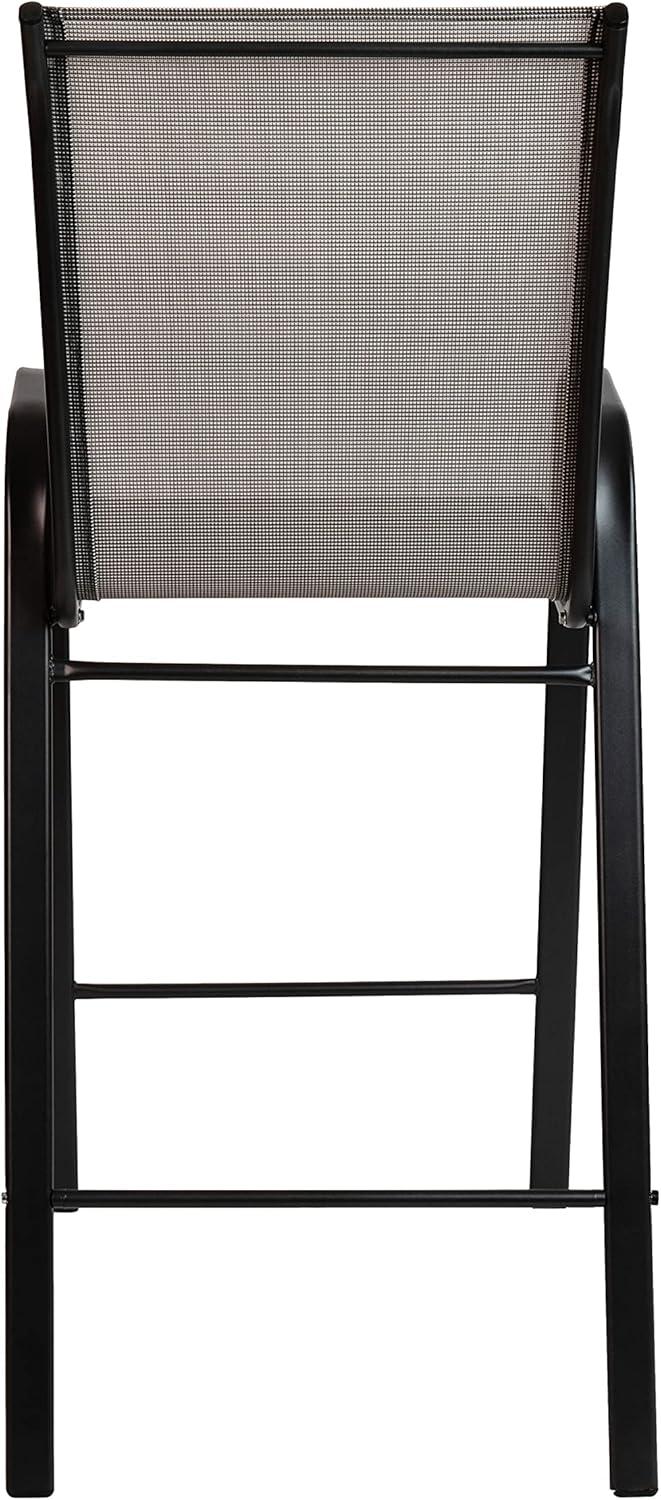 imageFlash Furniture 2 Pack Brazos Series Brown Outdoor Barstool with Flex Comfort Material and Metal FrameGrey