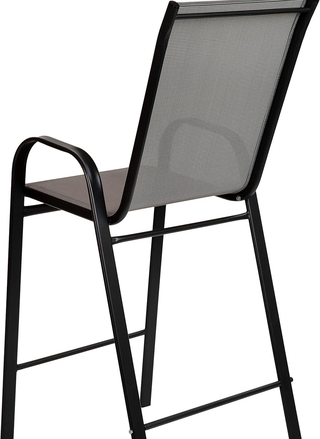 imageFlash Furniture 2 Pack Brazos Series Brown Outdoor Barstool with Flex Comfort Material and Metal FrameGrey