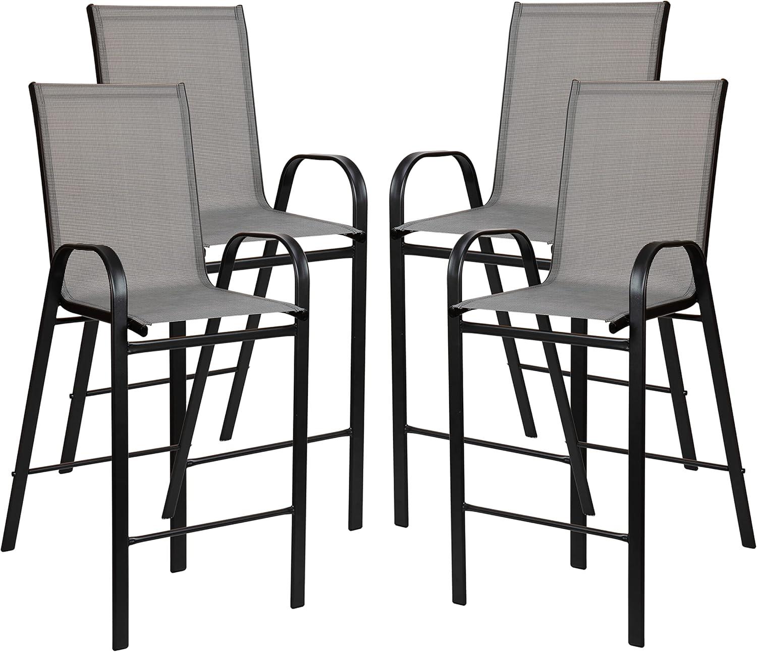 imageFlash Furniture 2 Pack Brazos Series Brown Outdoor Barstool with Flex Comfort Material and Metal FrameGrey