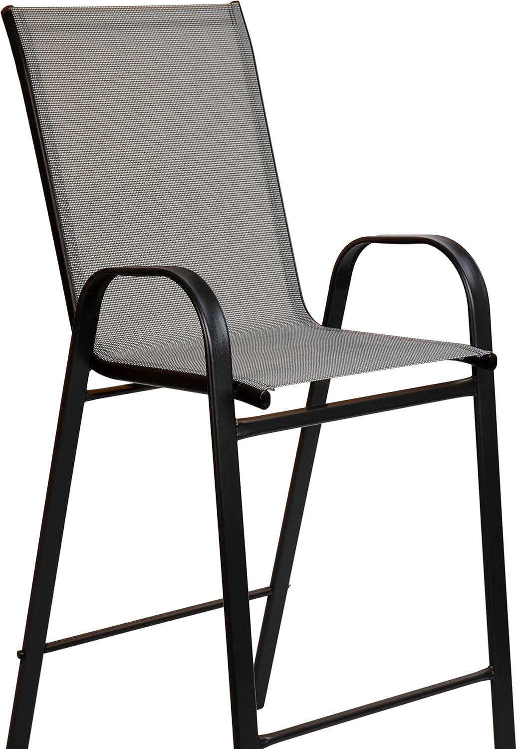 imageFlash Furniture 2 Pack Brazos Series Brown Outdoor Barstool with Flex Comfort Material and Metal FrameGrey