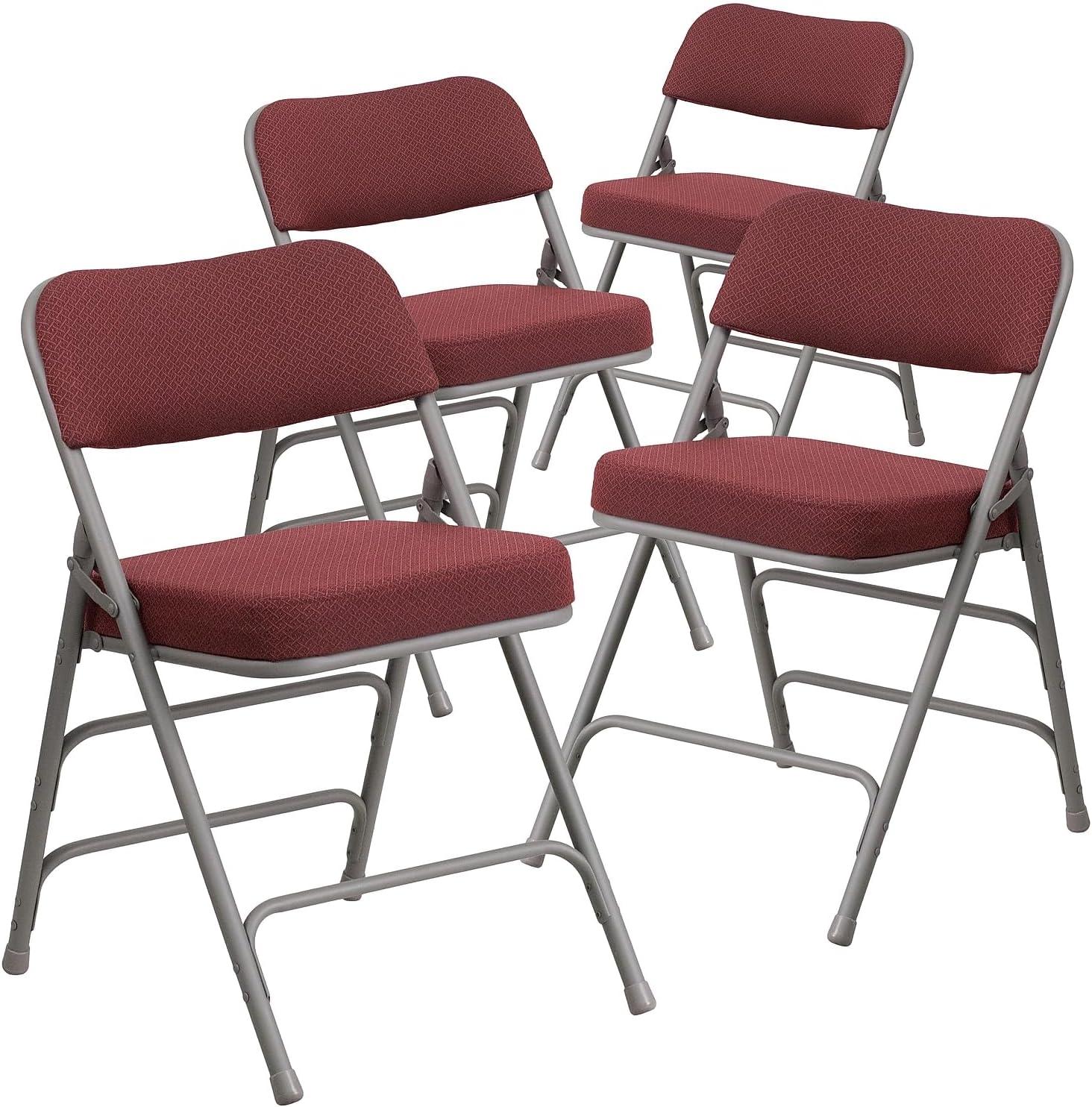 imageFlash Furniture 2 Pack HERCULES Series Premium Curved Triple Braced ampamp Double Hinged Burgundy Fabric Metal Folding ChairBurgundy