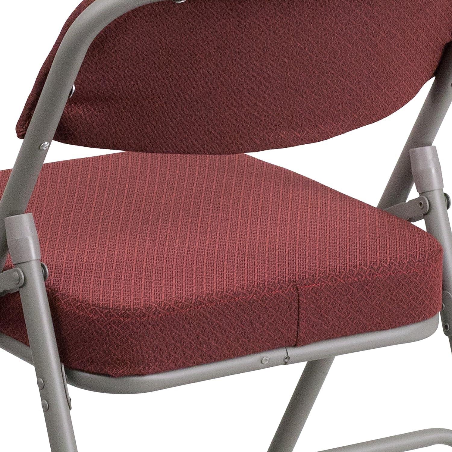 imageFlash Furniture 2 Pack HERCULES Series Premium Curved Triple Braced ampamp Double Hinged Burgundy Fabric Metal Folding ChairBurgundy