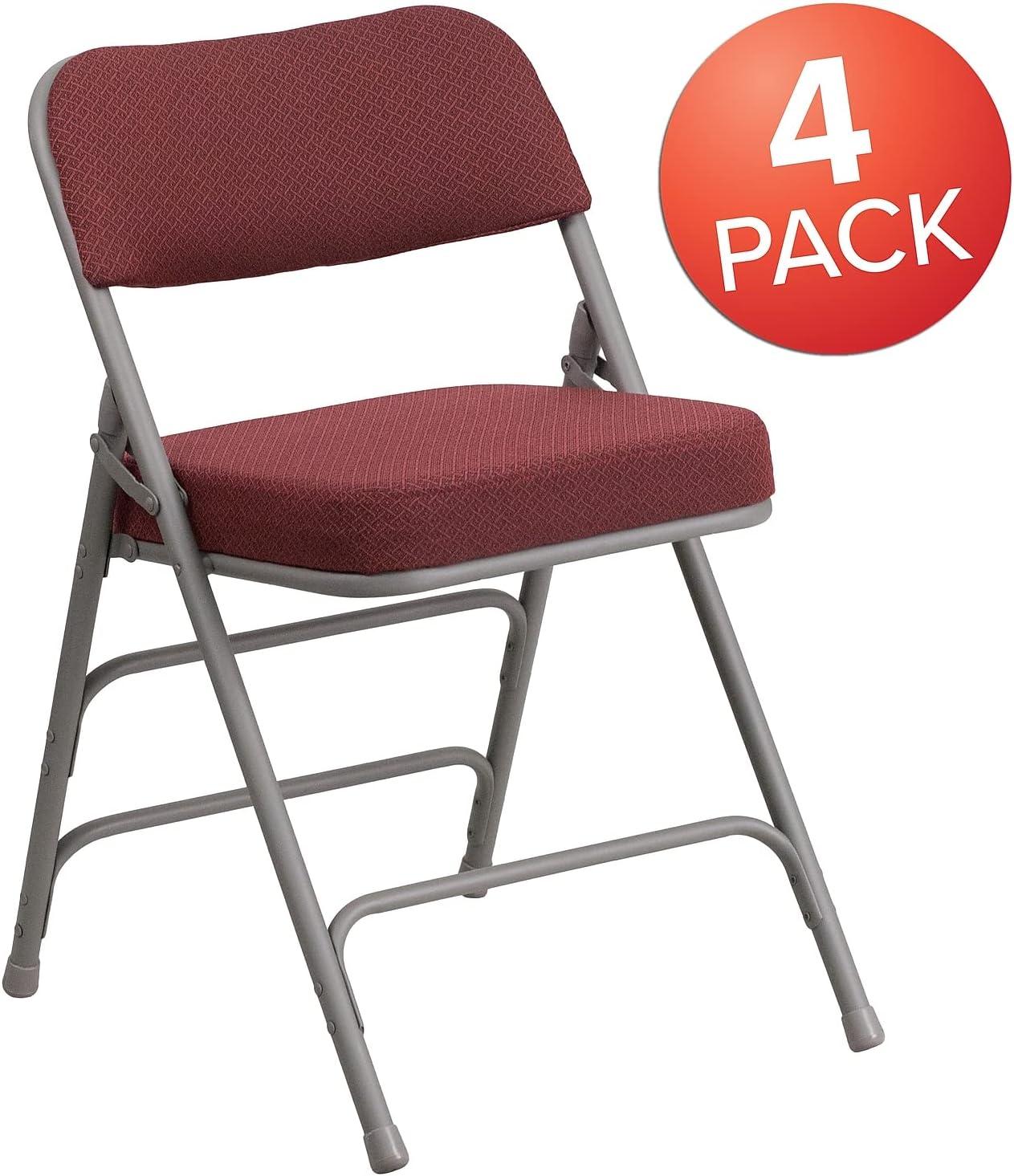 imageFlash Furniture 2 Pack HERCULES Series Premium Curved Triple Braced ampamp Double Hinged Burgundy Fabric Metal Folding ChairBurgundy