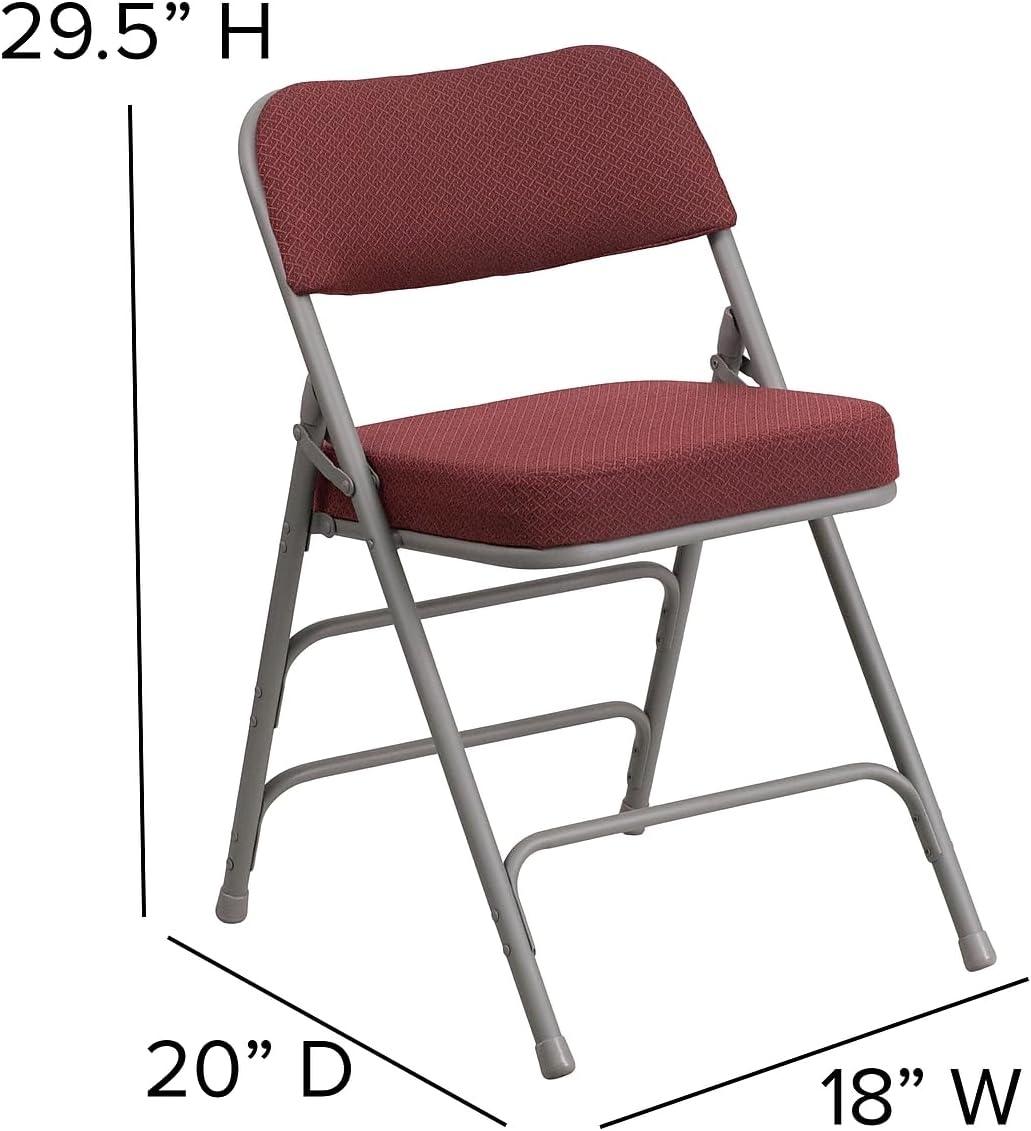 imageFlash Furniture 2 Pack HERCULES Series Premium Curved Triple Braced ampamp Double Hinged Burgundy Fabric Metal Folding ChairBurgundy