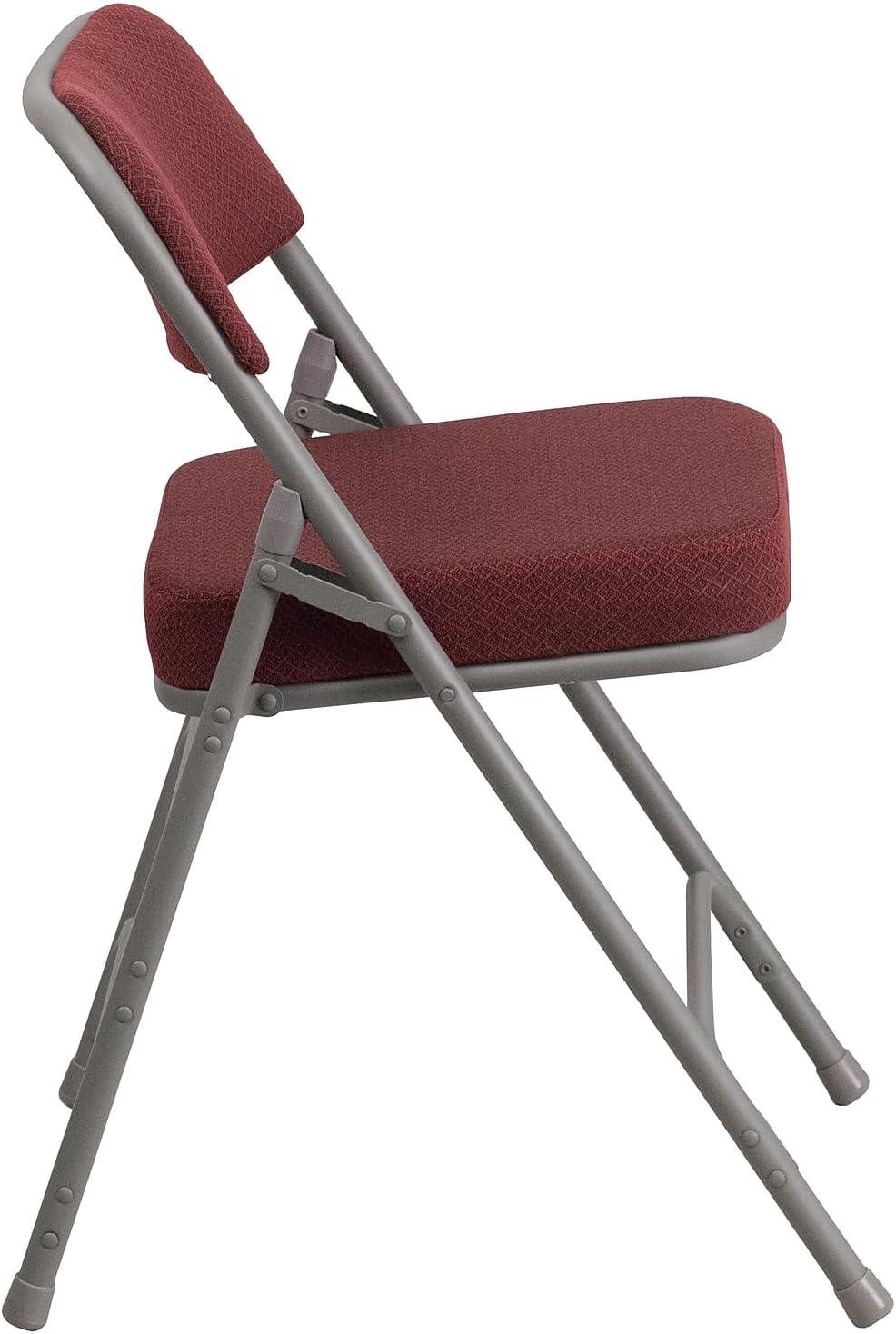 imageFlash Furniture 2 Pack HERCULES Series Premium Curved Triple Braced ampamp Double Hinged Burgundy Fabric Metal Folding ChairBurgundy