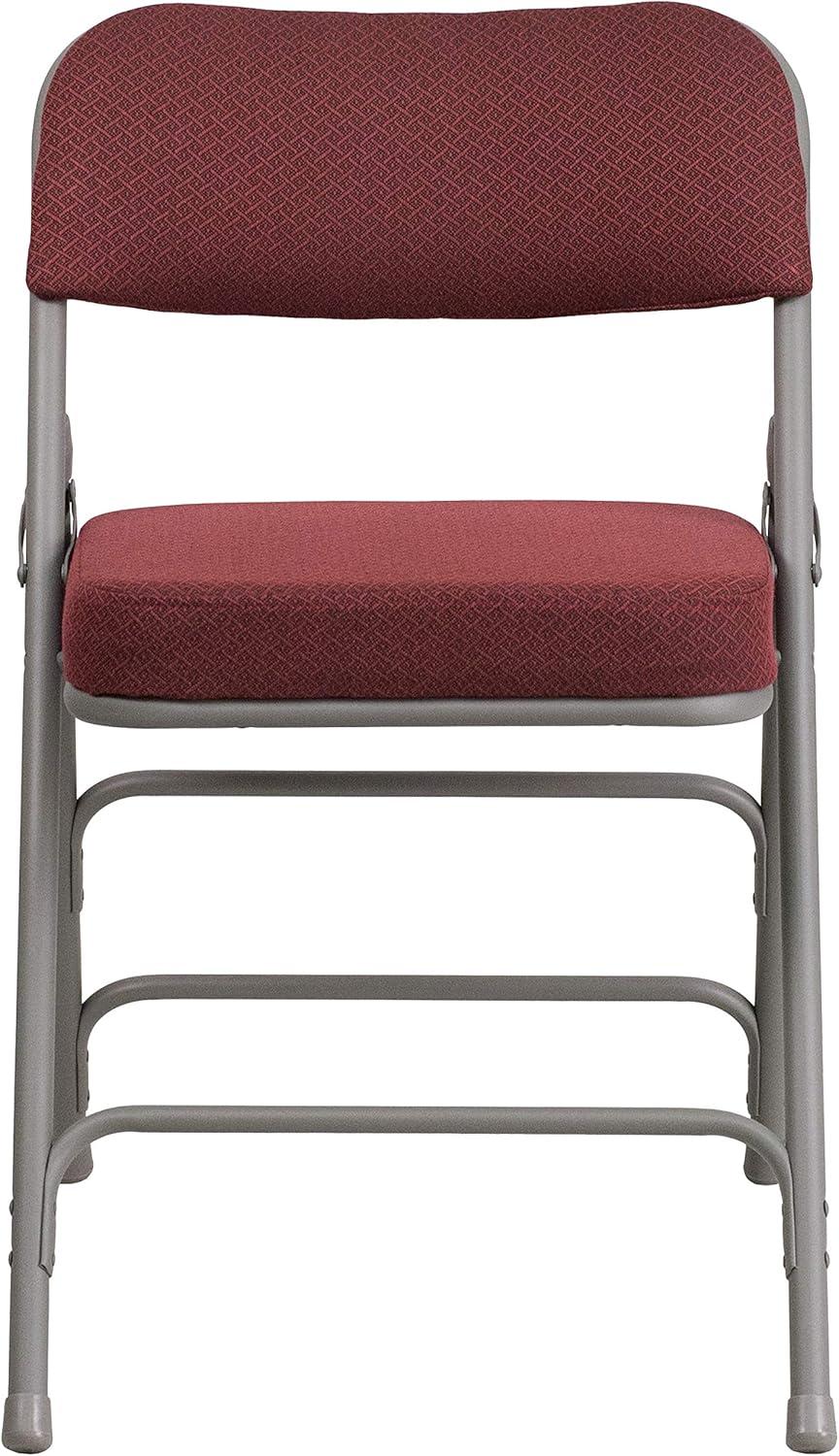 imageFlash Furniture 2 Pack HERCULES Series Premium Curved Triple Braced ampamp Double Hinged Burgundy Fabric Metal Folding ChairBurgundy
