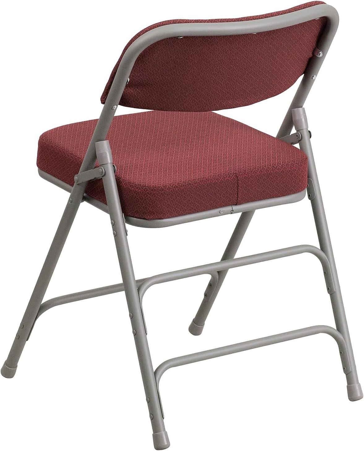 imageFlash Furniture 2 Pack HERCULES Series Premium Curved Triple Braced ampamp Double Hinged Burgundy Fabric Metal Folding ChairBurgundy