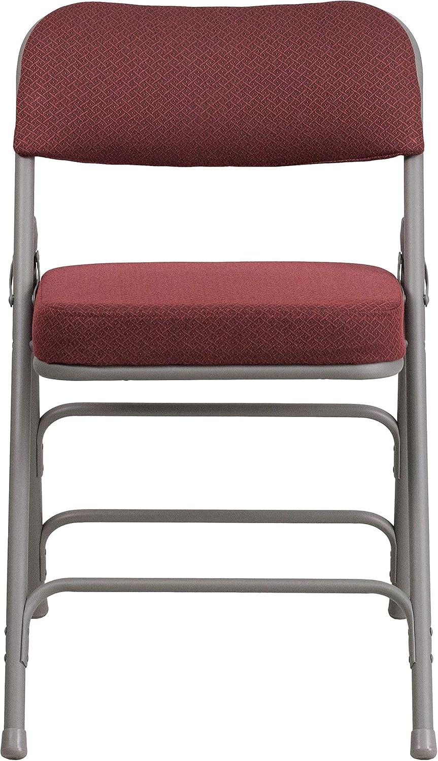 imageFlash Furniture 2 Pack HERCULES Series Premium Curved Triple Braced ampamp Double Hinged Burgundy Fabric Metal Folding ChairBurgundy
